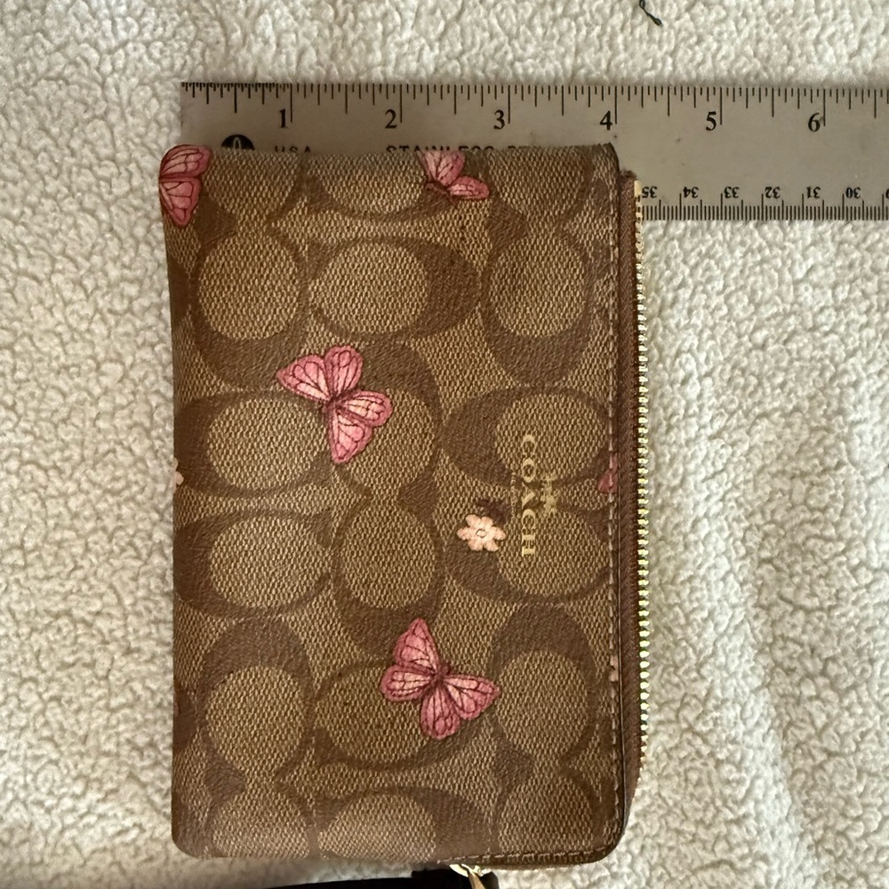Coach Tan and Pink Butterfly Key Holder